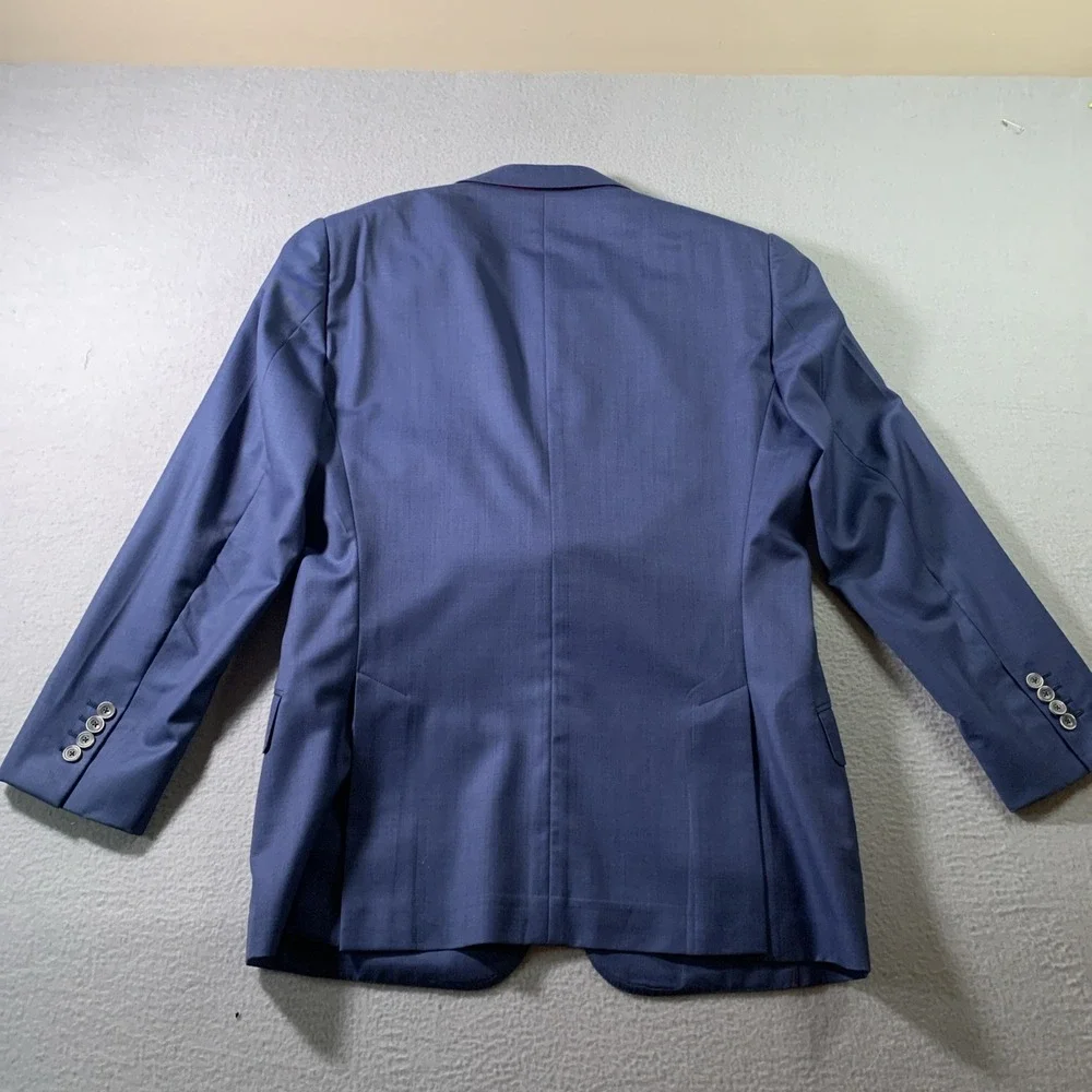 J. Hilburn Custom Blazer 42L Vitale Barberis Canonico Italian Wool Blue Jacket